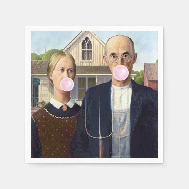 American Gothic Grant Wood     Napkins (Front)