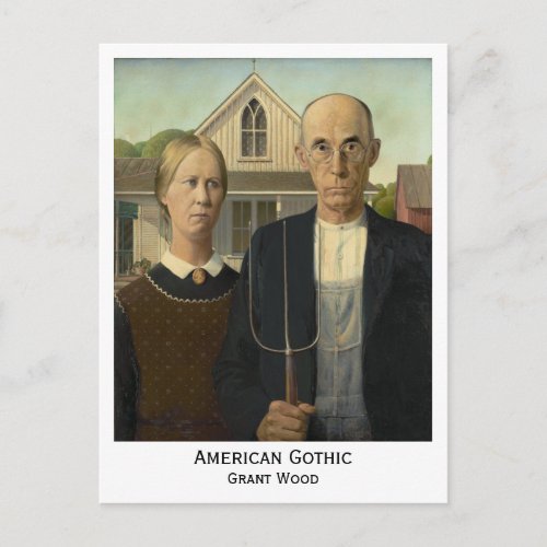 American Gothic Grant Wood Postcard