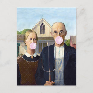 American Gothic Grant Wood    Postcard
