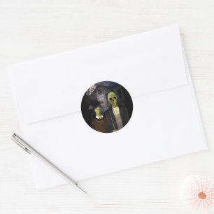 American Gothic Halloween Haunted House Classic Round Sticker