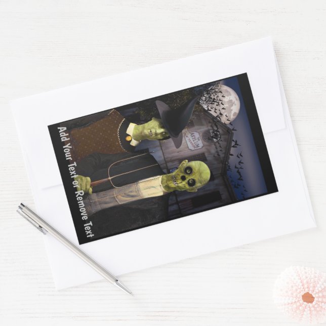 American Gothic Halloween Haunted House Rectangular Sticker (Envelope)