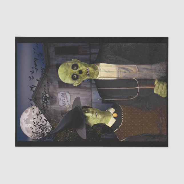 American Gothic Halloween Haunted House Tissue Paper (Front)