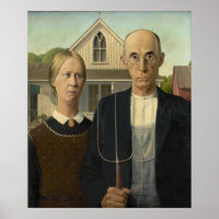 American Gothic House Farmer Wife 1930 Grant Wood