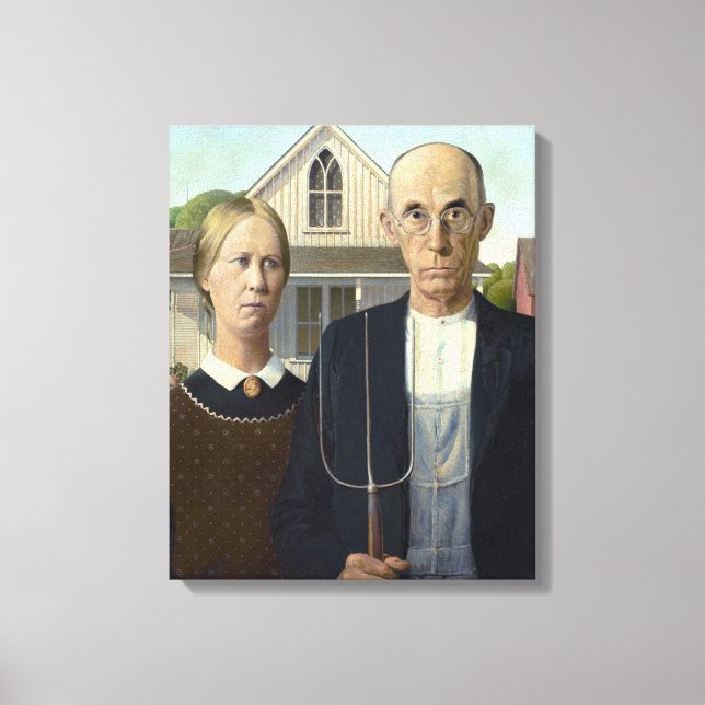American Gothic Painting by Grant Wood on Canvas Print (Front)