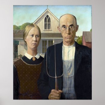 American Gothic Painting By Grant Wood Poster by Classicville at Zazzle