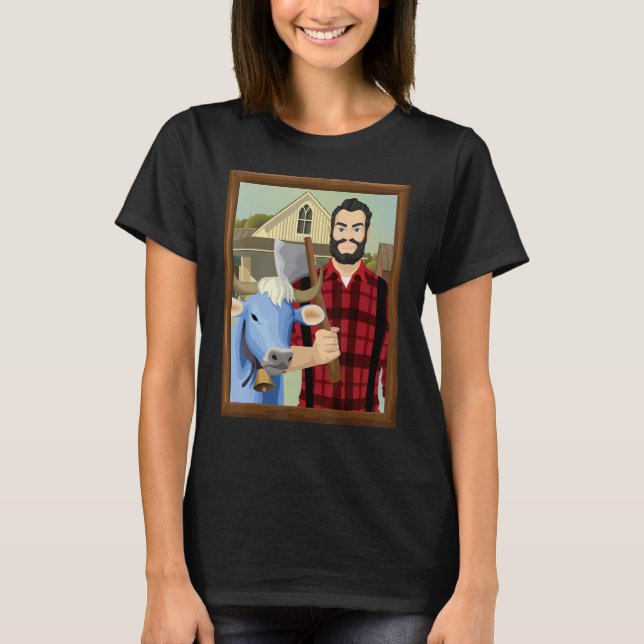 American Gothic Parody MN Paul Bunyan and Babe Blu T-Shirt (Front)