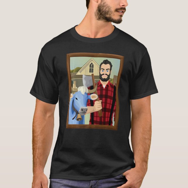 American Gothic Parody MN Paul Bunyan and Babe Blu T-Shirt (Front)