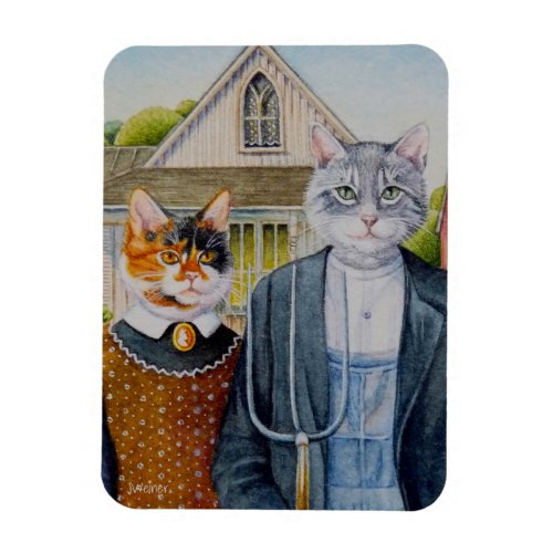 American Gothic Parody Painting Watercolor Art Magnet