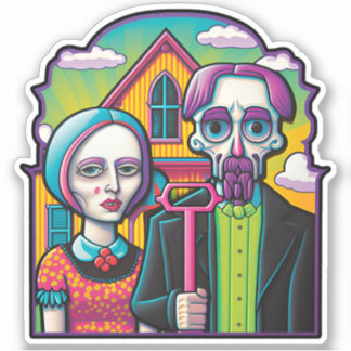 American Gothic Pop Art Sticker