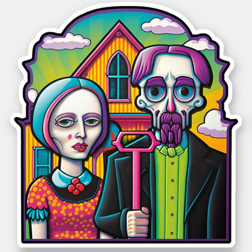 American Gothic Pop Art Sticker