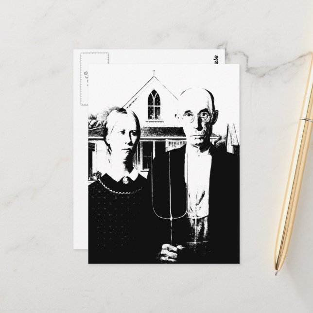 American Gothic Postcard (Front/Back In Situ)