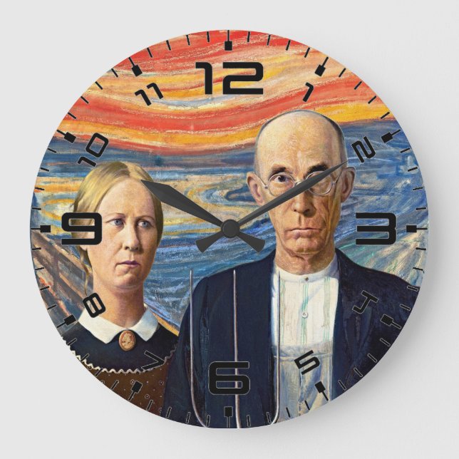 American Gothic Scream Art Mashup Clock (Front)