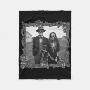 American Gothic Skeleton Halloween Costume Fleece Blanket