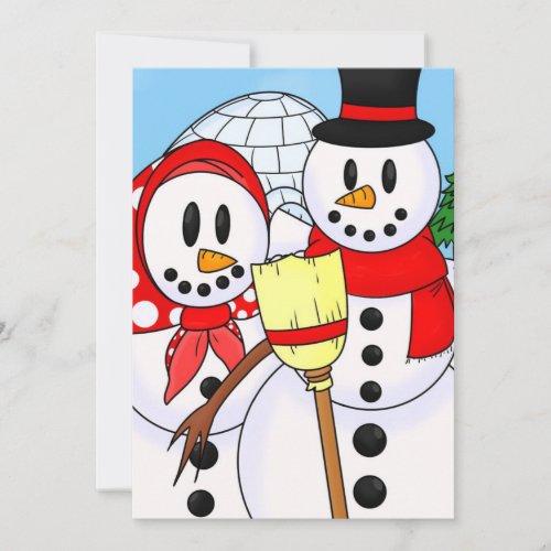 American Gothic Snowmen Flat Holiday Card Parody