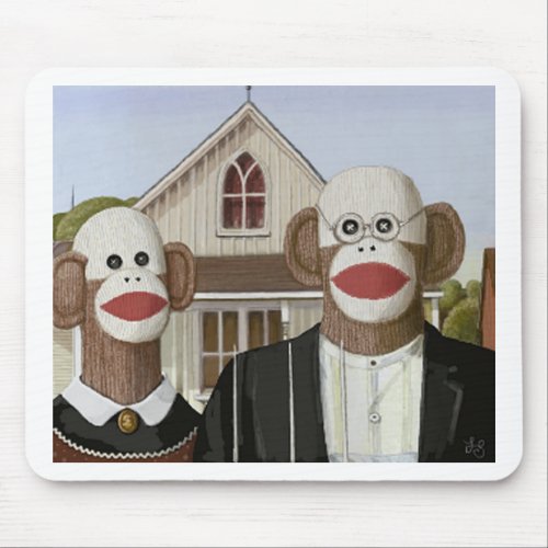 American Gothic Sock Monkeys Mouse Pad