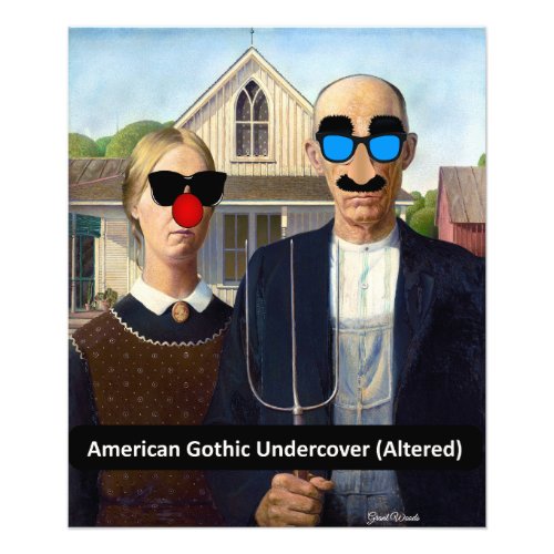 American Gothic Under cover by Grant Woods Photo Print