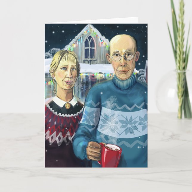American gothic - winter parody holiday card (Front)