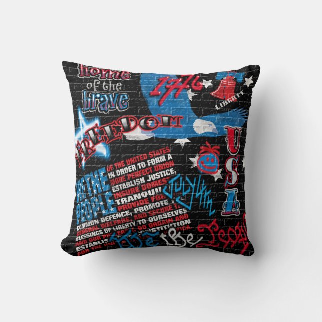 American Graffiti Throw Pillow (Front)