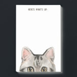 American Gray Tabby Cat | Editable Text Cat Mom Post-it Notes<br><div class="desc">You can leave this gray tabby striped kitty cat notepad just as it is,  or customize it with a name,  initials,  or any short verse you'd prefer on top. Curious peeking tabby cat with a fun block text message font.</div>
