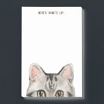 American Gray Tabby Cat | Editable Text Cat Mom Post-it Notes<br><div class="desc">You can leave this gray tabby striped kitty cat notepad just as it is,  or customize it with a name,  initials,  or any short verse you'd prefer on top. Curious peeking tabby cat with a fun block text message font.</div>