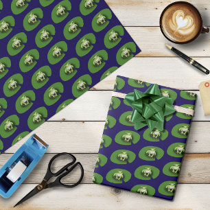 American Green Tree Frog Lily Pad Wrapping Paper