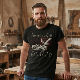 American Grit Est 1776 Eagle Black T-Shirt