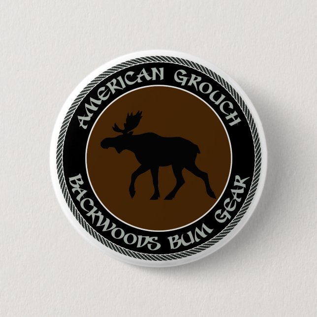 American Grouch Backwoods Bum Gear Pinback Button (Front)