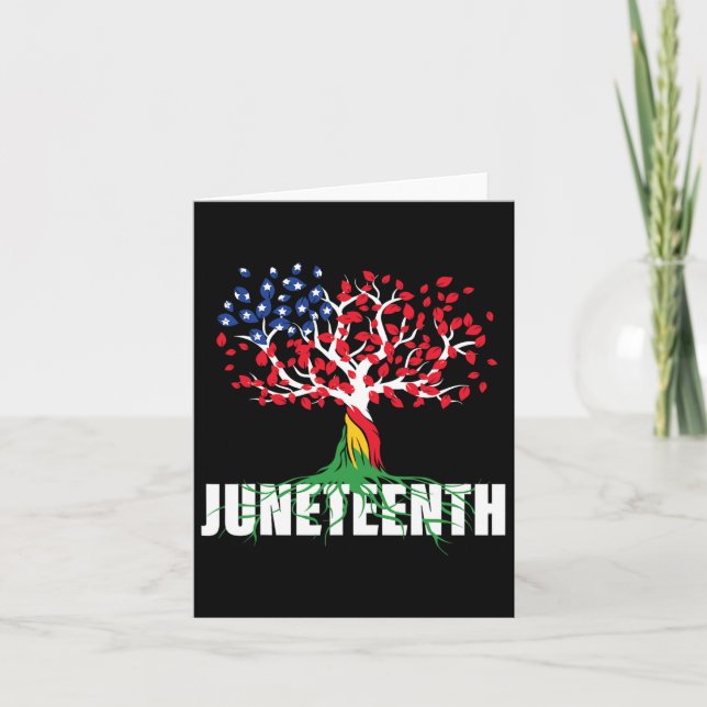 American Grown African Root Tree Juneteenth Black  Card (Front)