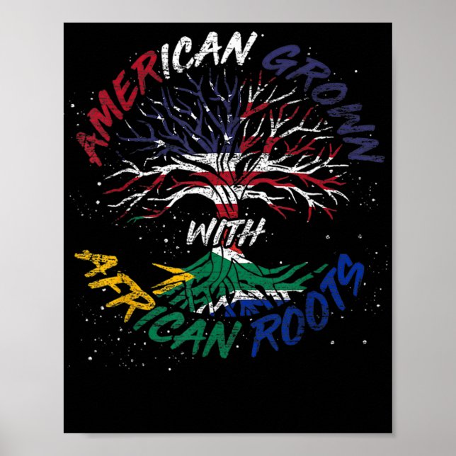 American Grown African Roots Usa Flag Black Histor Poster (Front)