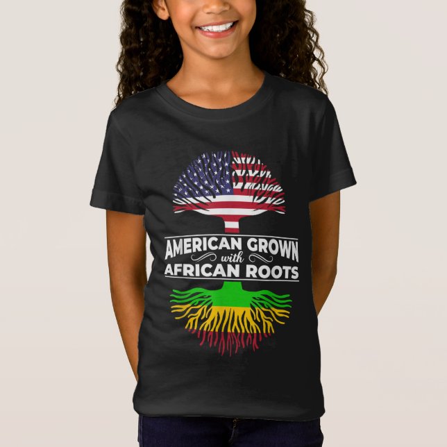 American Grown African Roots USA Flag Black Histor T-Shirt (Front)