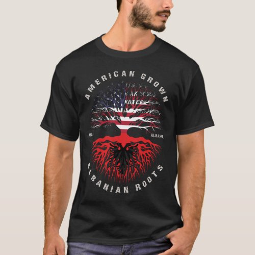 American Grown Albanian Roots Albania Flag T_Shirt