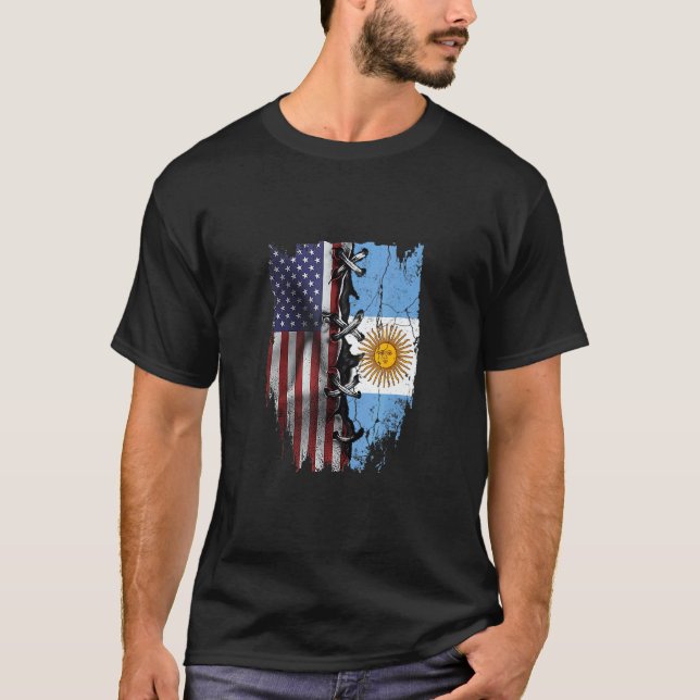 American Grown Argentinian Roots USA Argentina Fla T-Shirt (Front)