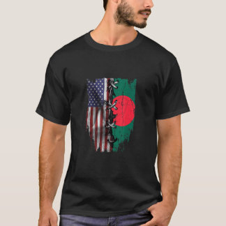 American Grown Bangladeshi Roots USA Bangladesh Fl T-Shirt