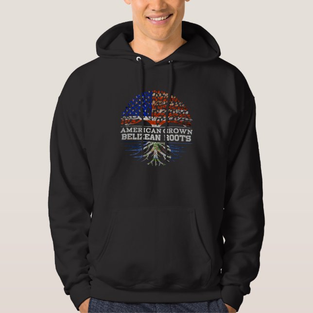 American Grown Belizean Roots America Belize Tree  Hoodie (Front)