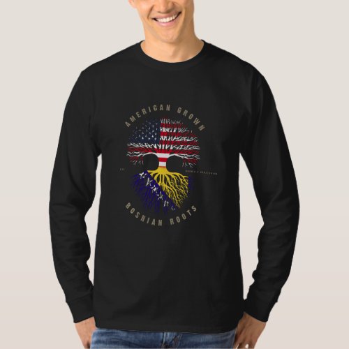 American Grown Bosnian Heart Love Bosnia  Herzego T_Shirt