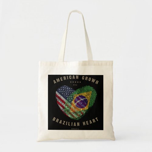 American Grown Brazilian Heart Love Brazil Flag Pu Tote Bag