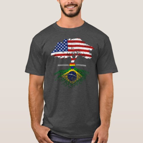 American Grown Brazilian Roots Gay Heart LGBT T_Shirt