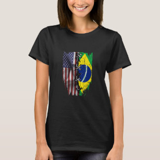 American Grown Brazilian Roots USA Brazil Flag T-Shirt