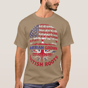 American Grown British Roots British Flag Usa Flag T-Shirt