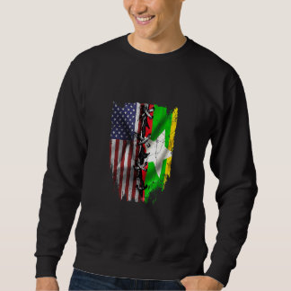 American Grown Burmese Roots USA Myanmar Flag Sweatshirt