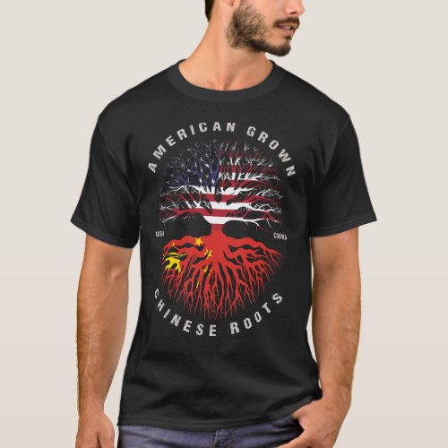 American Grown Chinese Roots China Flag T_Shirt