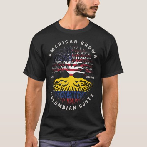 American Grown Colombian Roots Colombia Flag T_Shirt