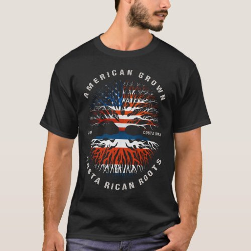 American Grown Costa Rican Roots Costa Rica Flag T_Shirt