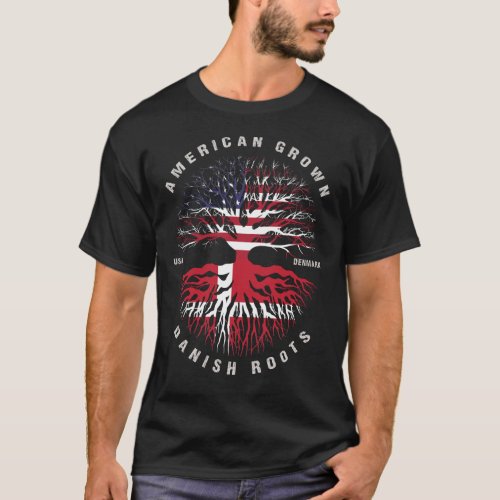 American Grown Danish Roots Denmark Flag T_Shirt