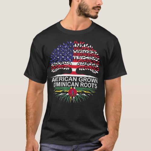 American Grown Dominican Roots Dominica Flag T_Shirt