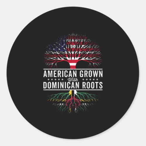 American Grown Dominican Roots Flag Classic Round Sticker