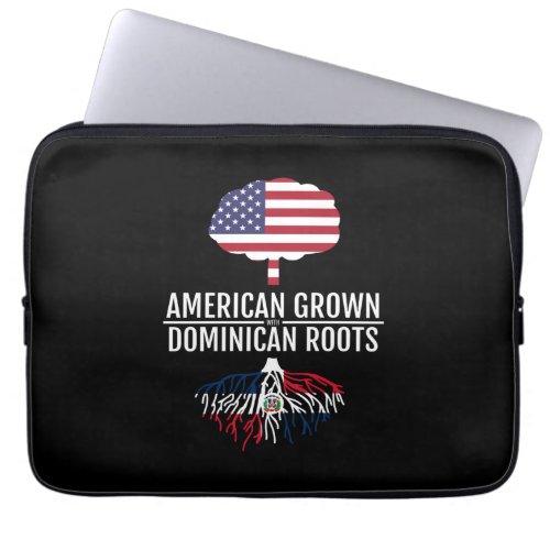 American Grown Dominican Roots National Flag Laptop Sleeve