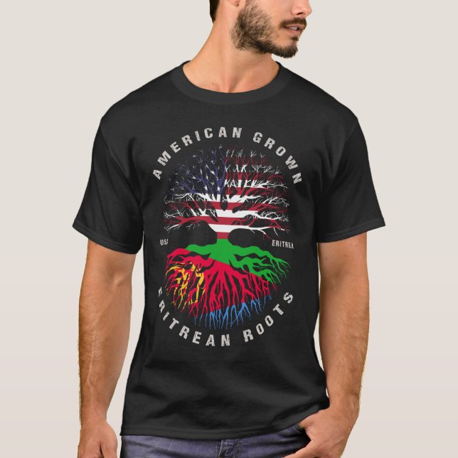 American Grown Eritrean Roots Eritrea Flag T-Shirt (Front)