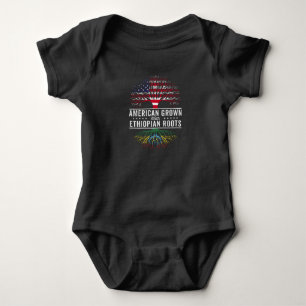 American Grown Ethiopian Roots Flag Baby Bodysuit