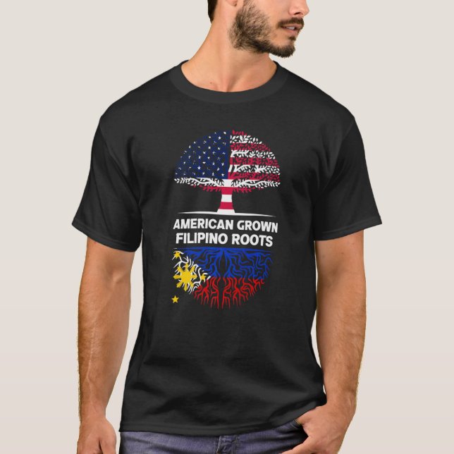 American Grown Filipino Roots USA Philippines Ance T-Shirt (Front)
